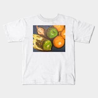 fruits still-life orange green Kids T-Shirt